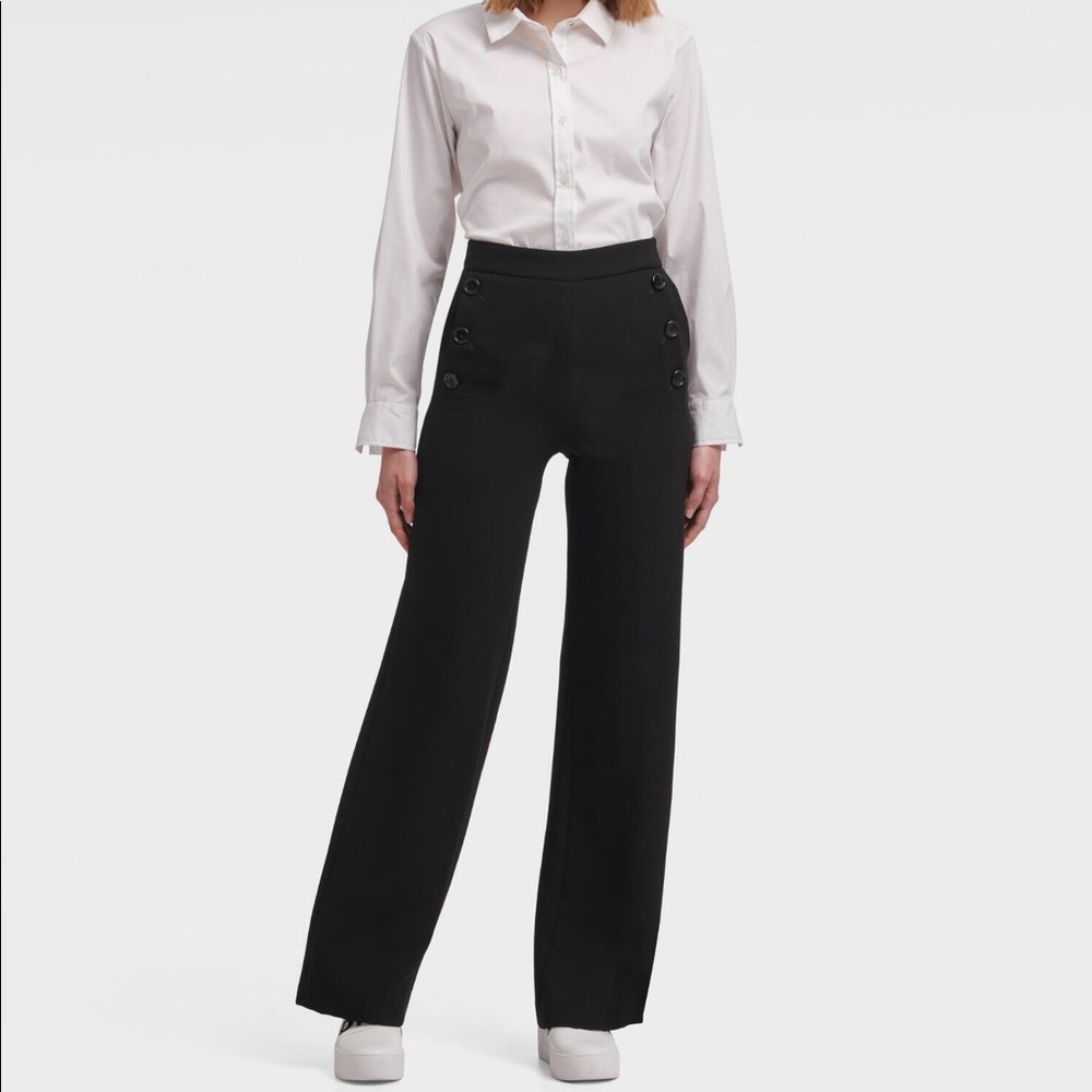 NWT DKNY High Waist Wide Sailor Leg Pant Retro